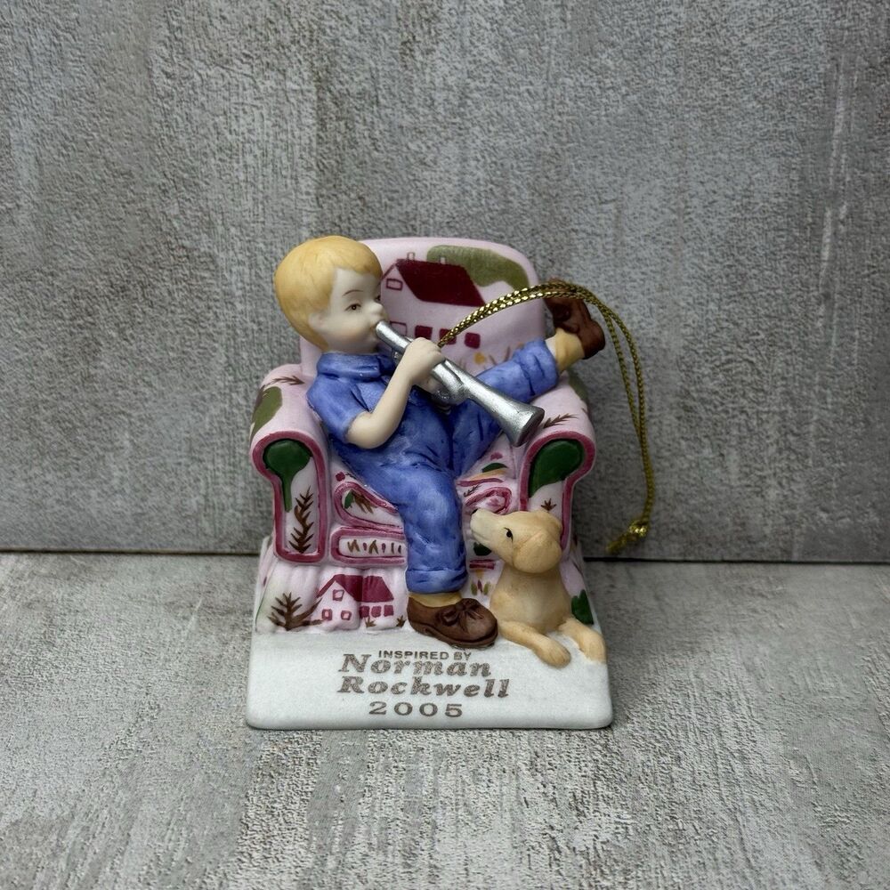 Curtis Publishing Norman Rockwell Inspired 2005 Christmas Ornament Boy Dog